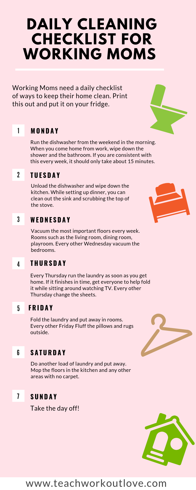Daily Cleaning List For Working Moms Daily Cleaning List For Working Moms