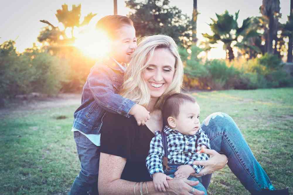 Mom Playing with Children Outside