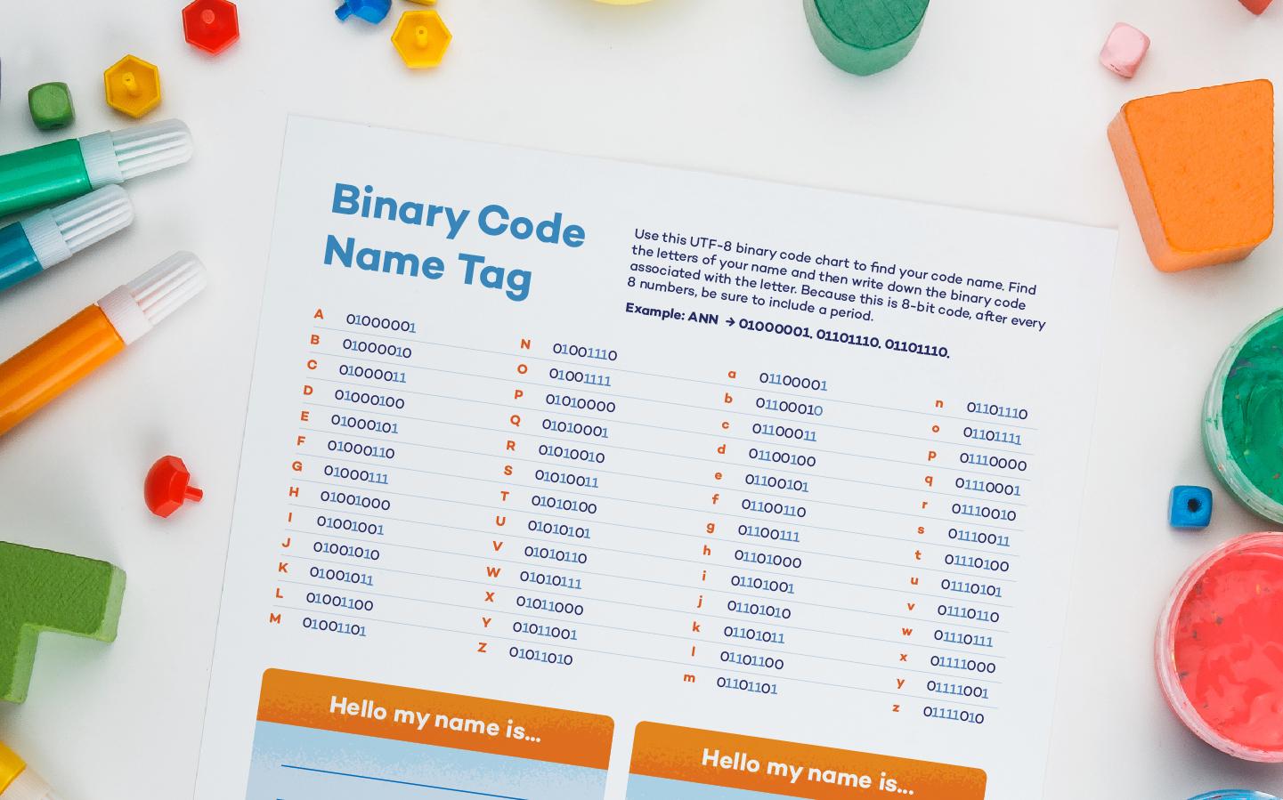 A printable worksheet for kids to find their code name.