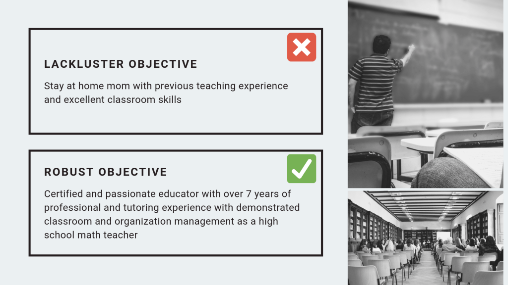 improve resume objective for teacher application