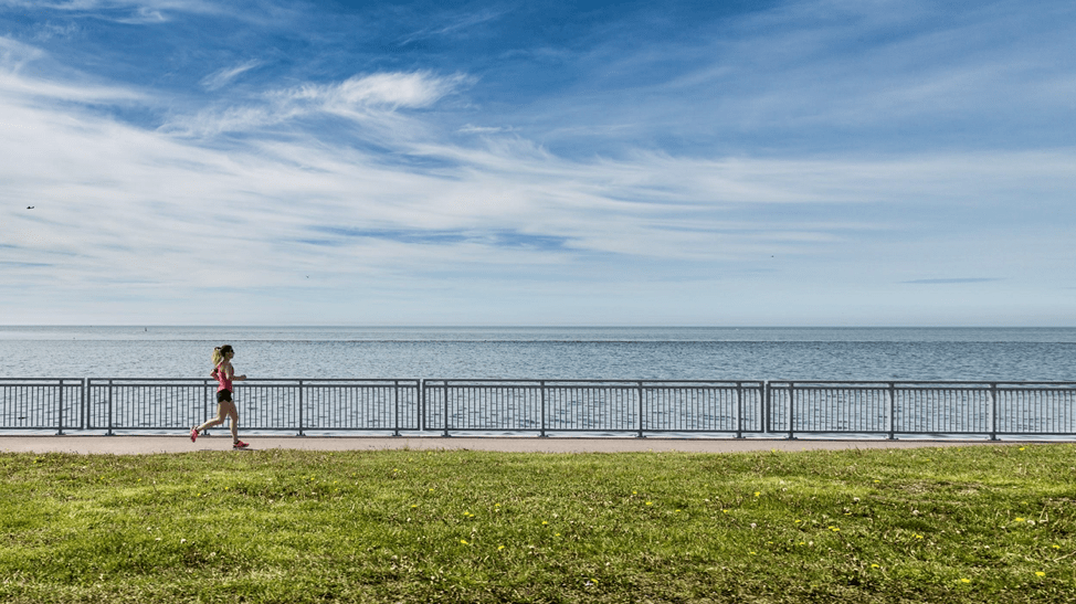 relaxing by the beach and exercising