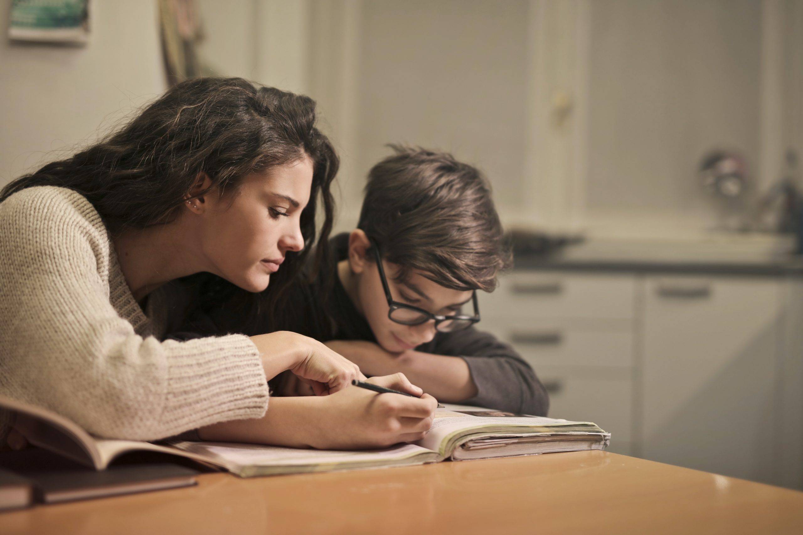 children working on their school work