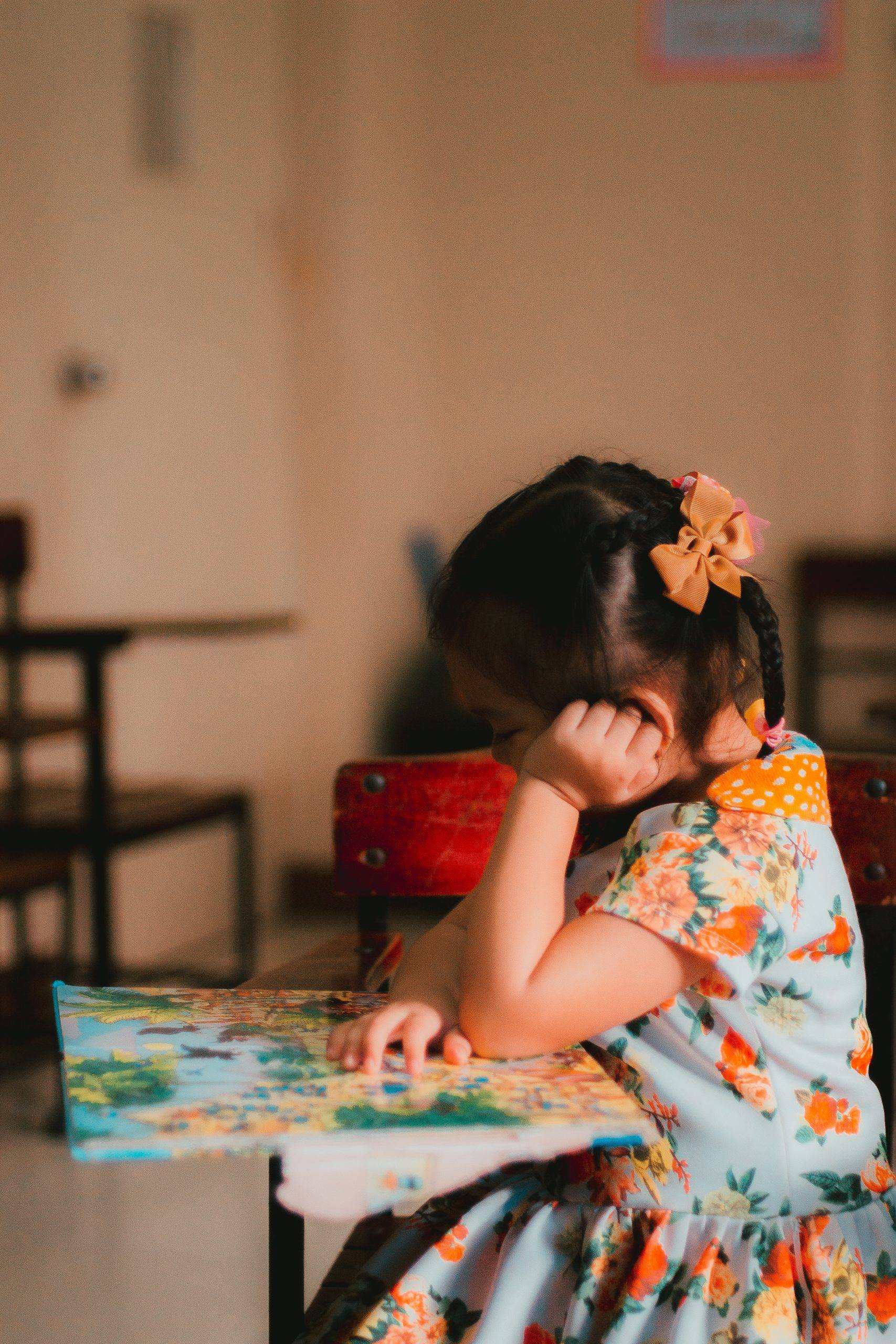 child working at school