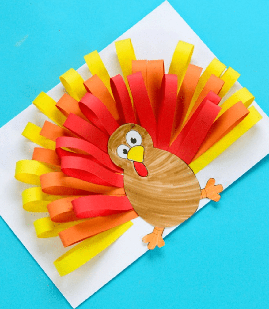 Pretty paper-cut turkey thanksgiving crafts for kids 