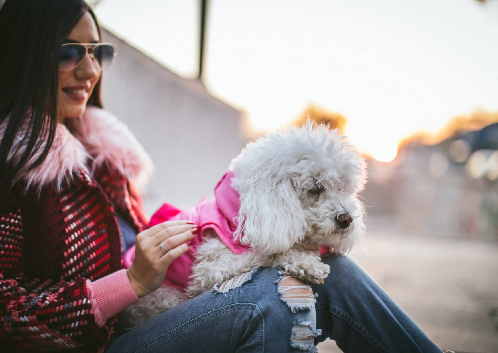 woman and her pet dog