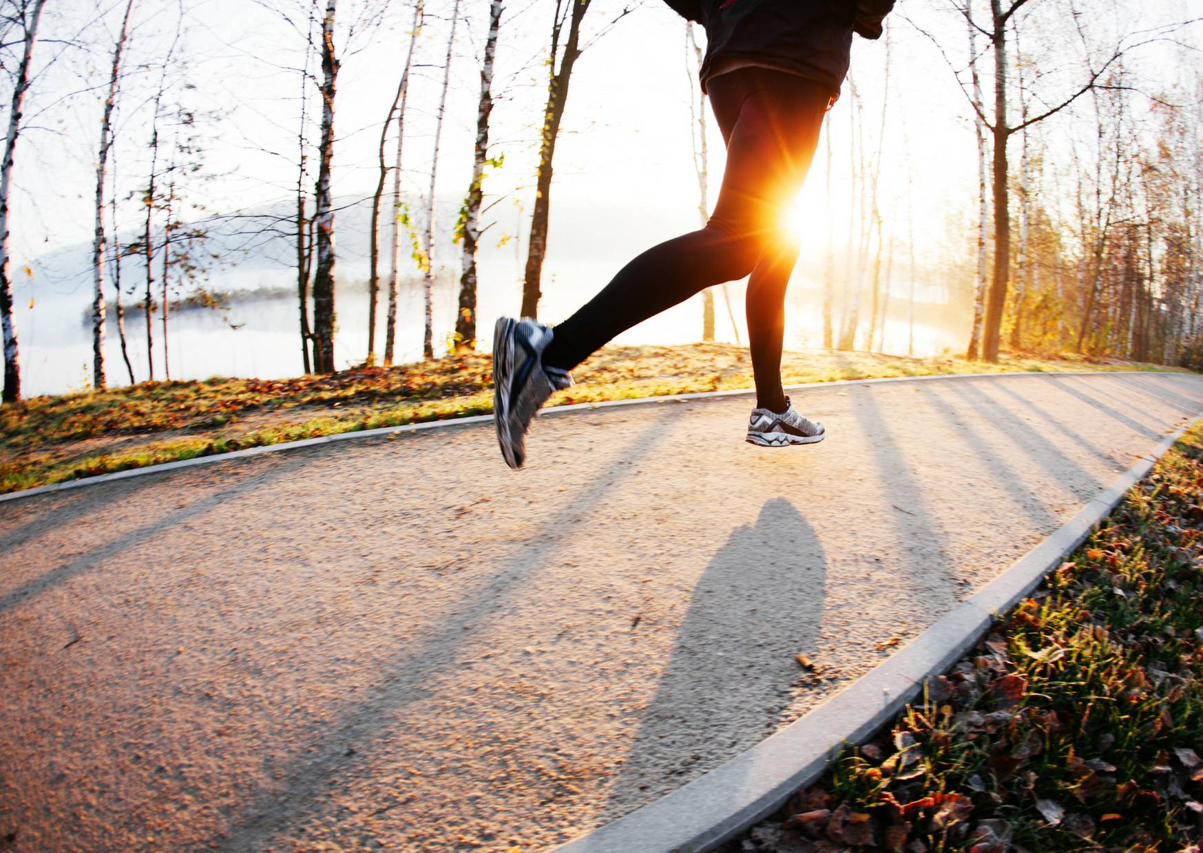 running in the early morning 
