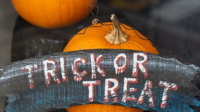 Halloween banner on wood